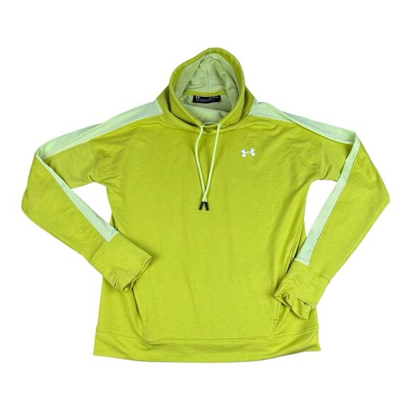 Under Armor Sweatshirt Women Medium Lime Green Sweater Loose Fit Funnel Neck - Picture 1 of 8
